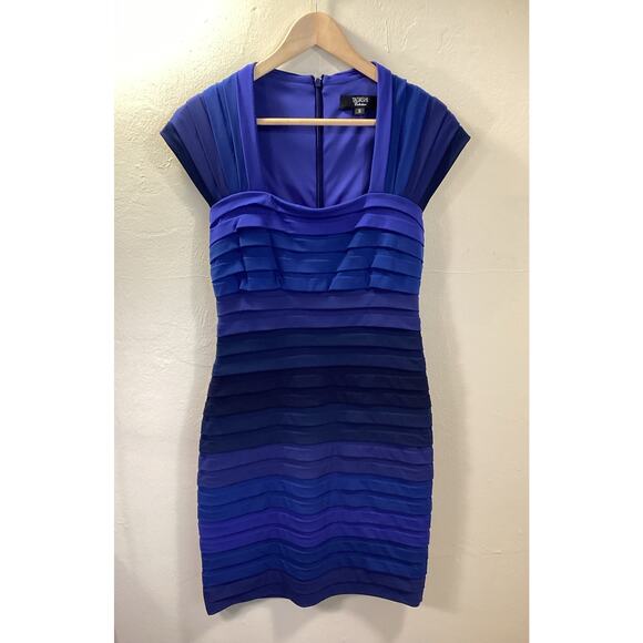 TADASHI COLLECTION Blue Purple Ombre Bodycon Stretch Evening Cocktail Dress S - Picture 4 of 8